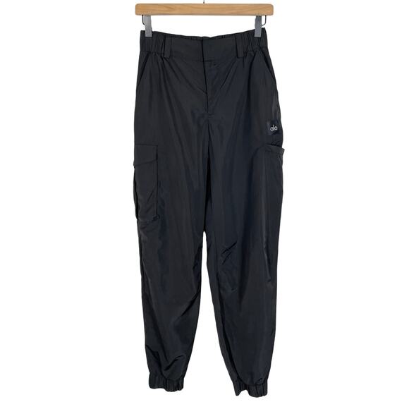 ALO High Waist Break Line Jogger Pant Black XS Track Swishy Athletic Sporty - Picture 3 of 13